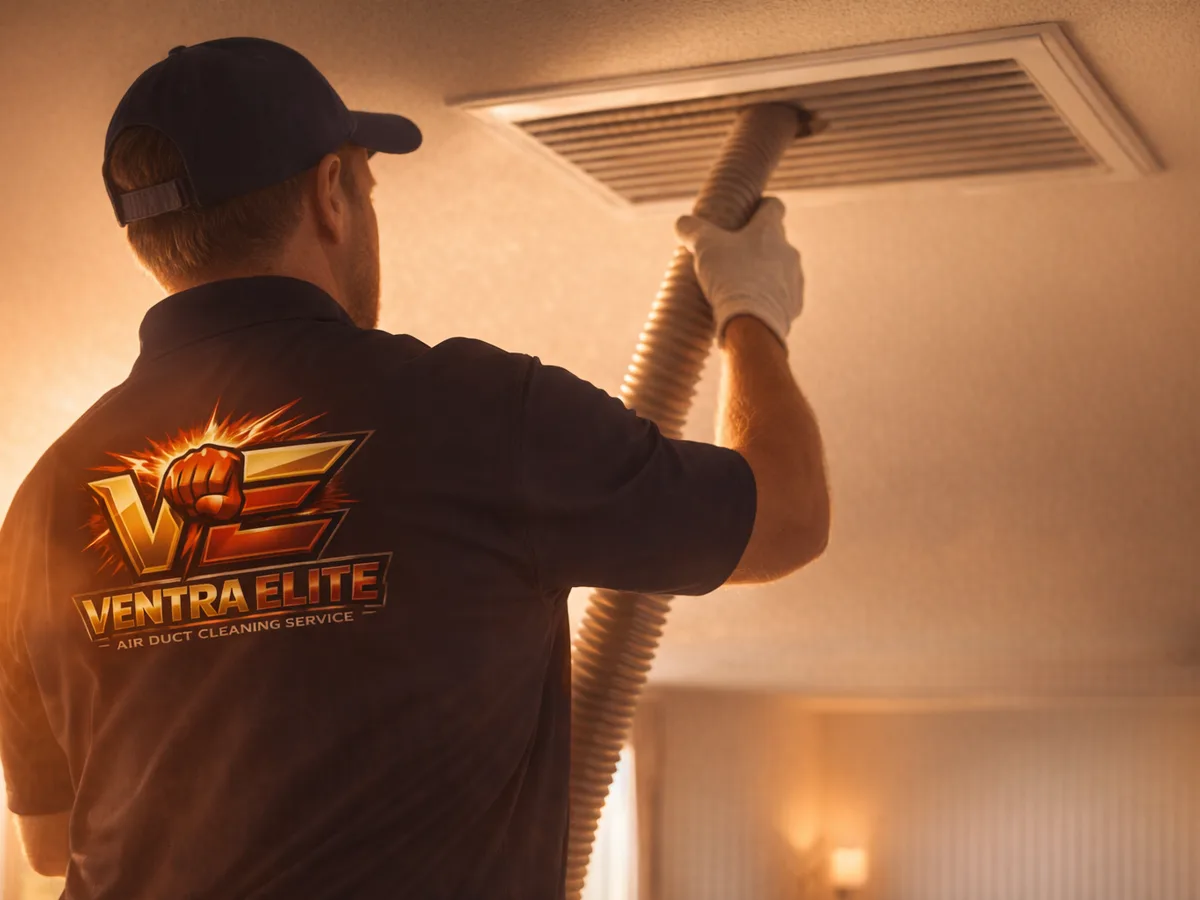 air duct cleaning technician on the job in Independence, MO